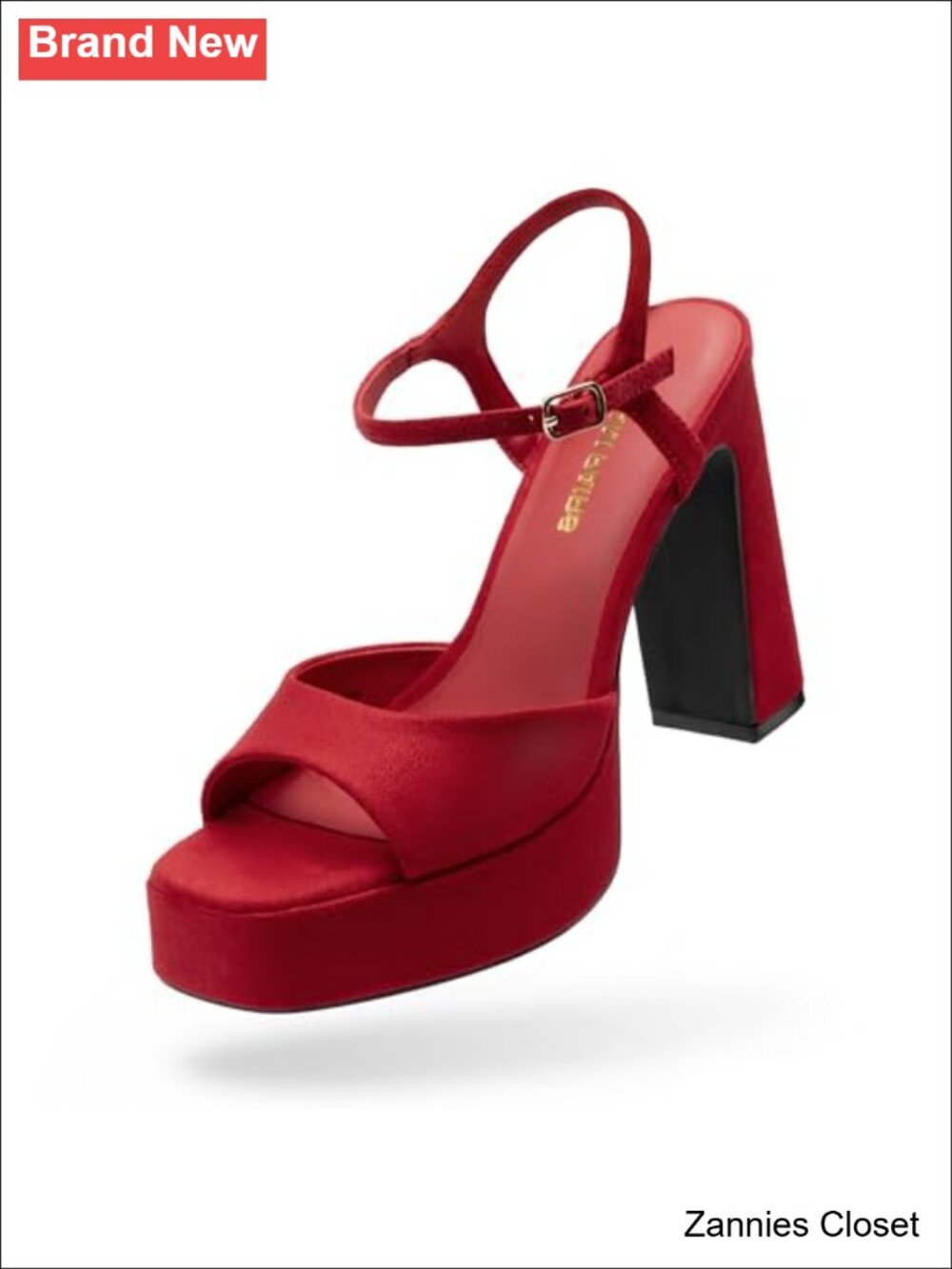 ✨ DREAM PAIRS Faux Suede Platform Heeled Sandals Square Toe Ankle Strap Wedding